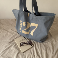Niebieski Shopper z guzikiem